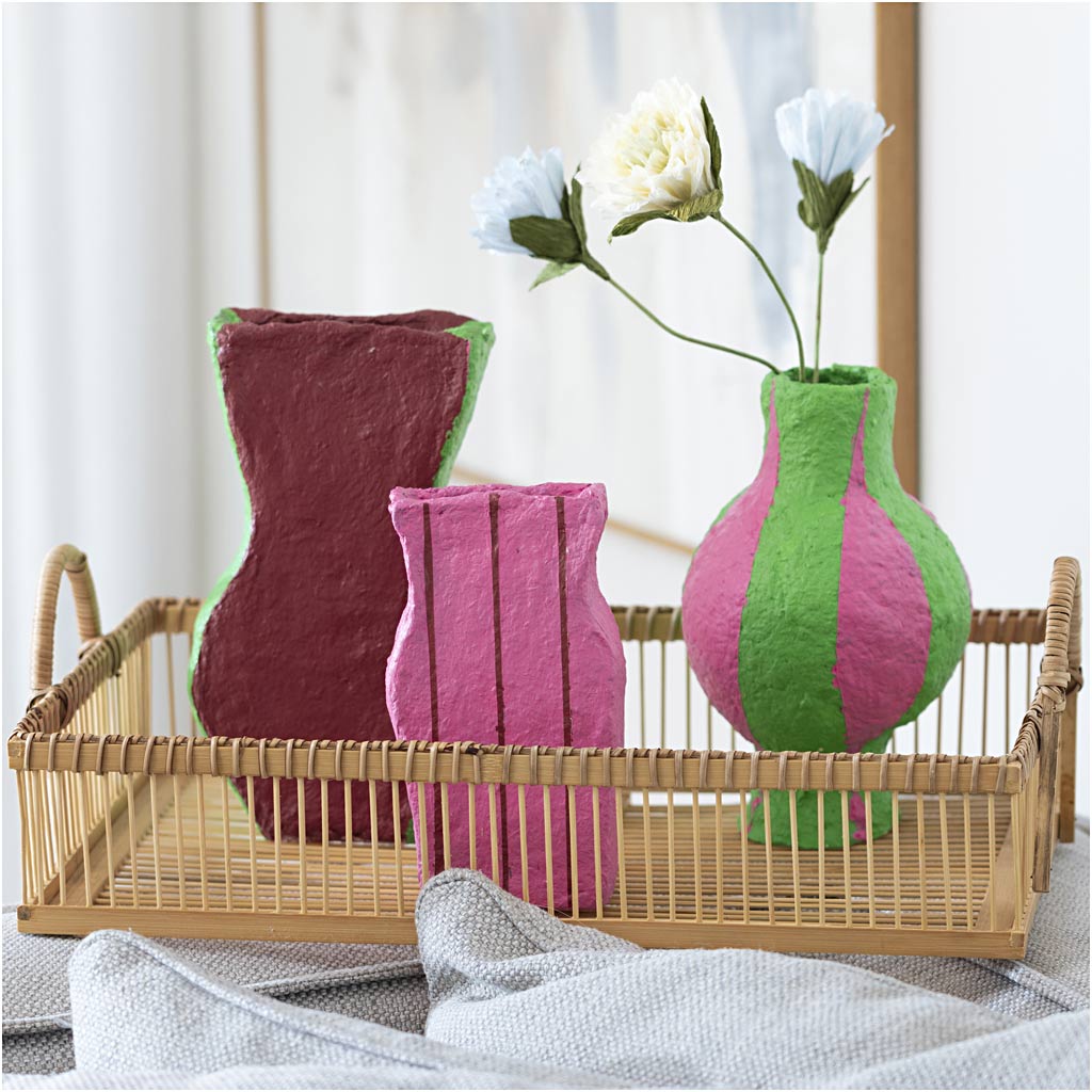 Maxi Craft Kit Modelling, Papier-mâché pulp vases, assorted colours, 1 pack-boobam