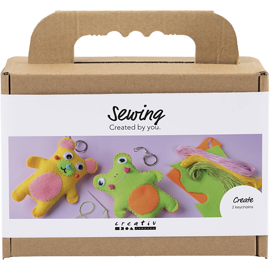 Mini Craft Kit Sewing, Frog and teddy, assorted colours, 1 pack-boobam