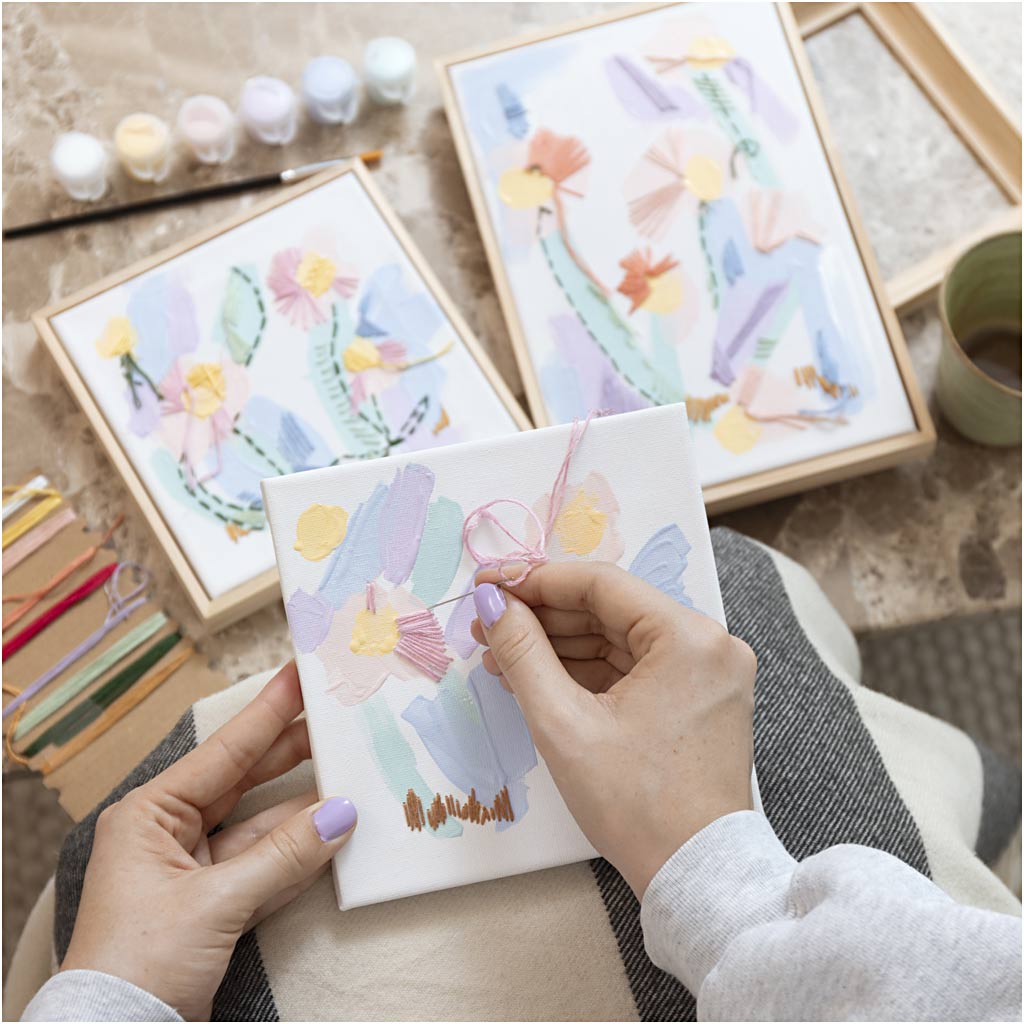 Craft Kit Embroidery, Pictures, pastel colours, 1 pack-boobam