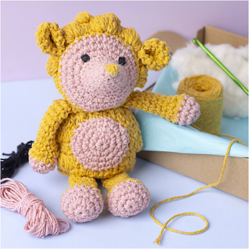 Craft Kit Amigurumi, Hedgehog, light rose, warm yellow, 1 pack-boobam