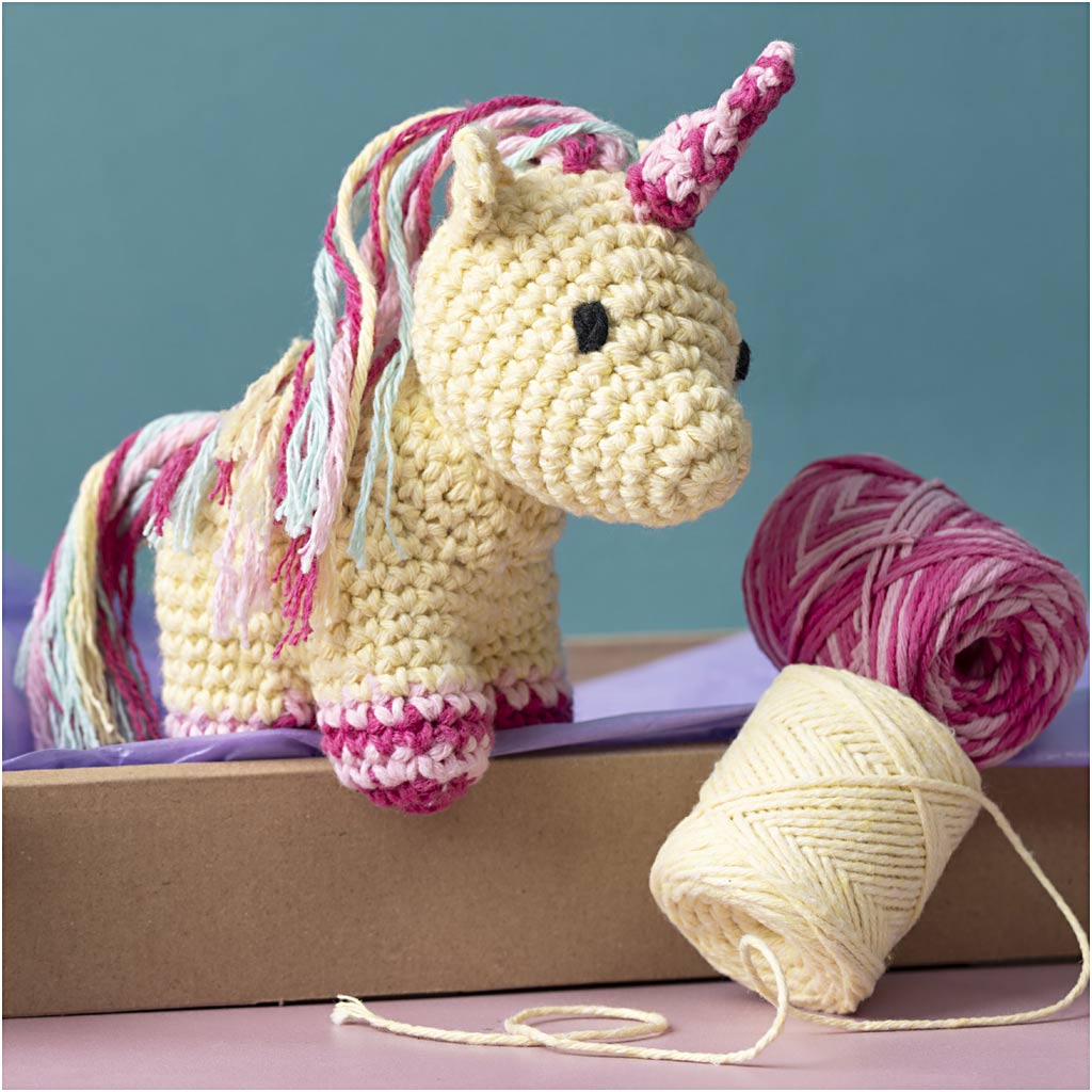 Craft Kit Amigurumi, Unicorn, rainbow colours, 1 pack-boobam