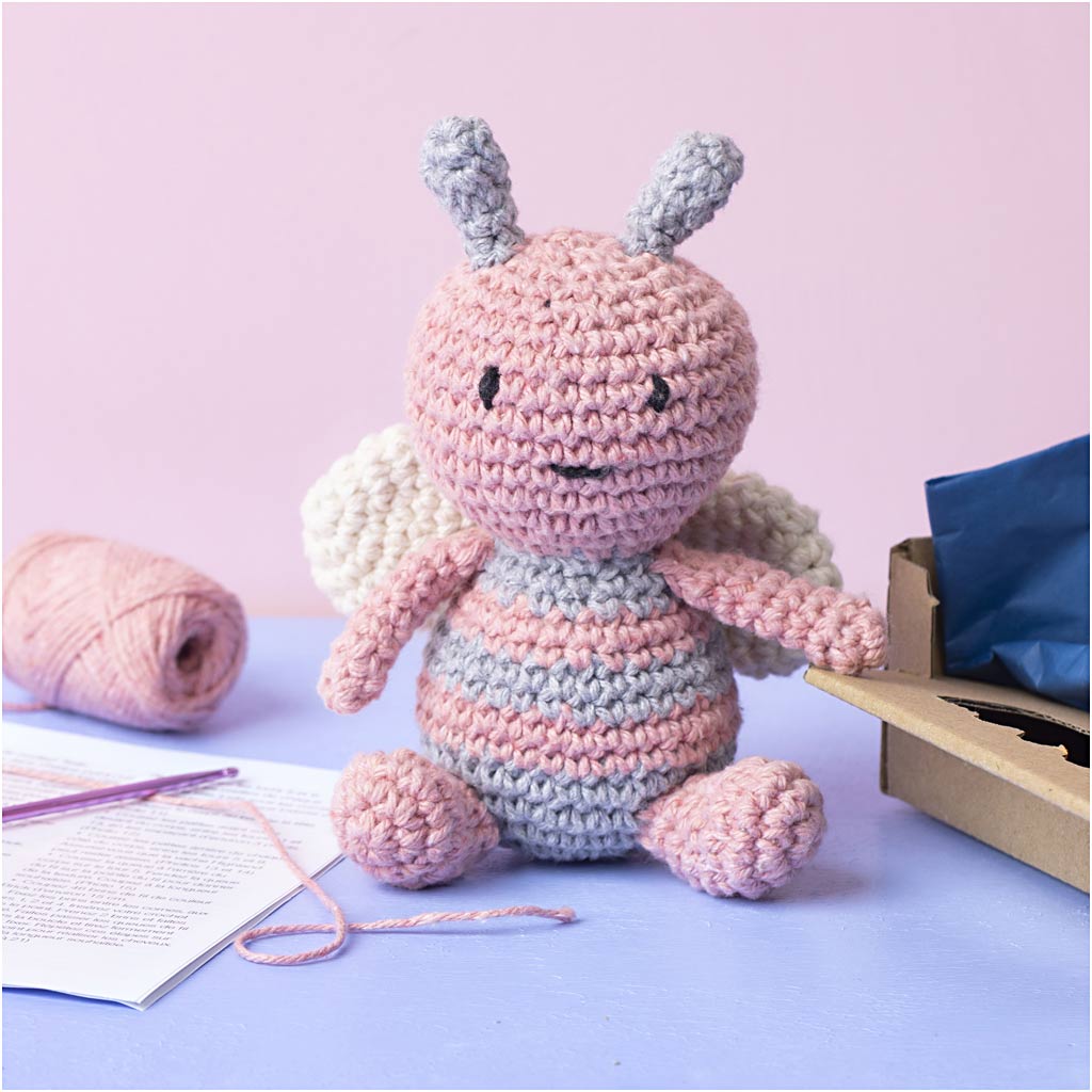 Craft Kit Amigurumi, Honeybee, pastel colours, 1 pack-boobam