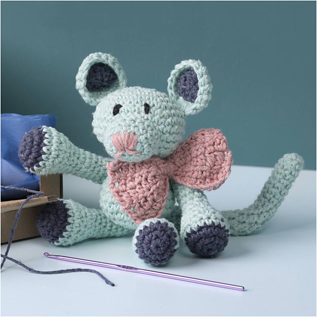 Craft Kit Amigurumi, Mouse, mint, 1 pack-boobam