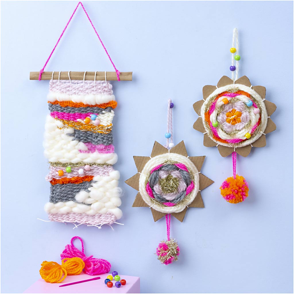 Craft Kit Weaving, Wall hangings, assorted colours, 1 pack-boobam