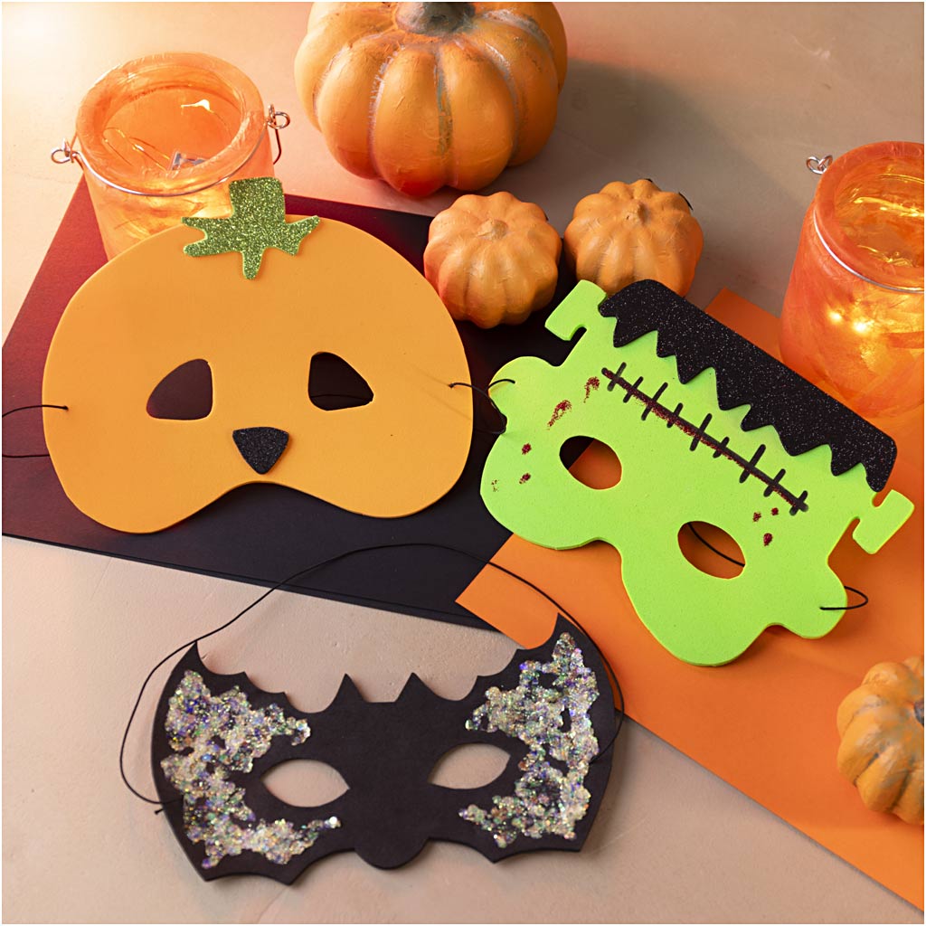 Mini Craft Kit Spooky Dress-Up, Masks, halloween colours, 1 pack-boobam